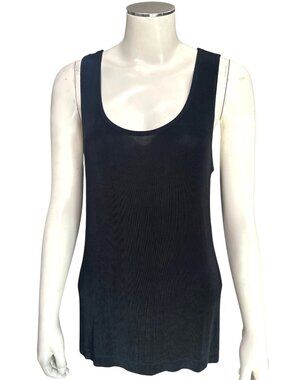 Chicos Travelers Size 1 Black Stretch Knit Sleeveless Scoop Neck Tank Top Layeri